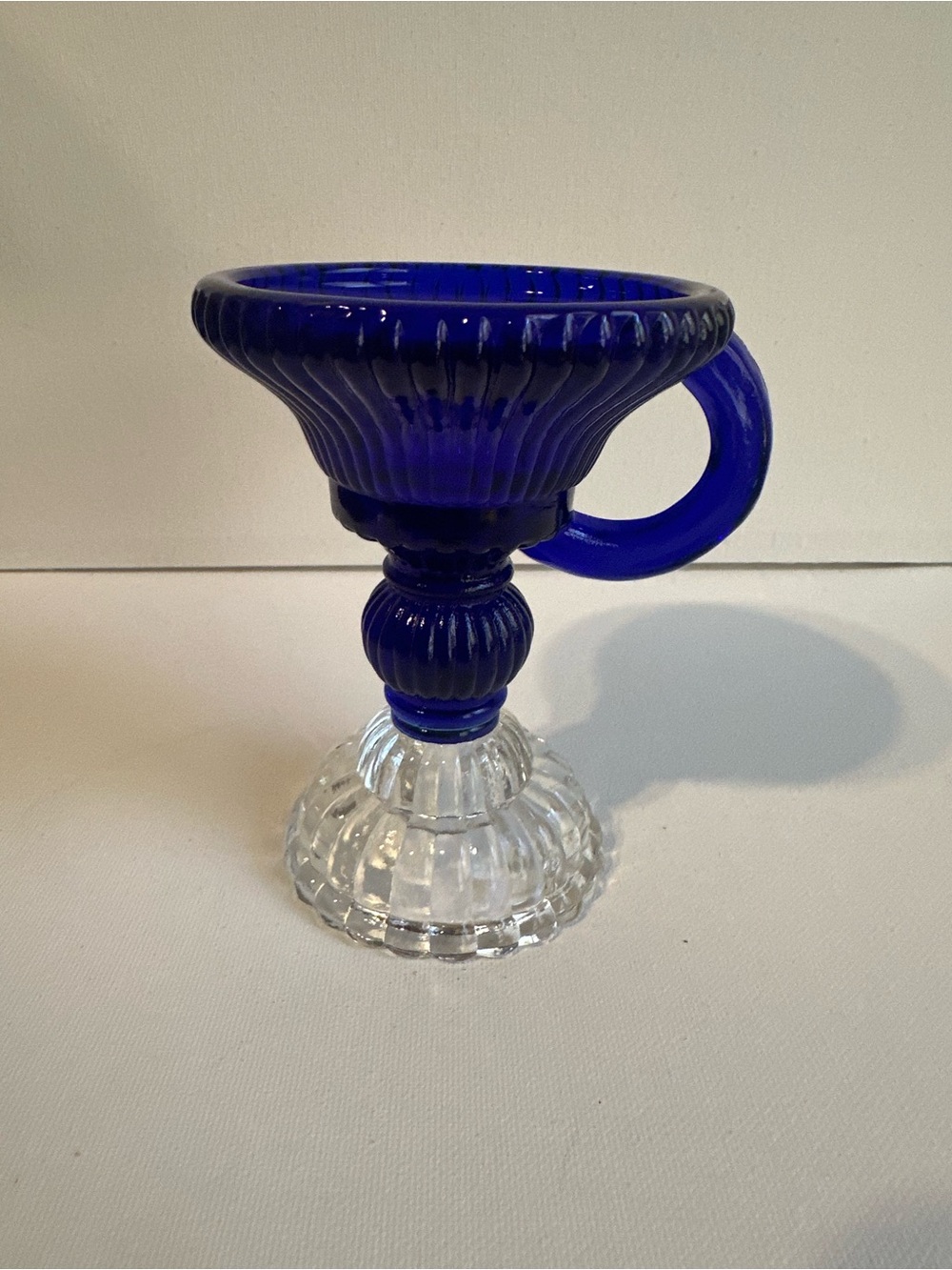 Vintage Cobalt Blue Glass Candle Holder